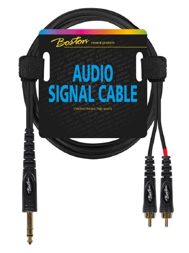 Boston audio signal cable, 2x RCA to 6.3mm jack stereo, 0.75 meter