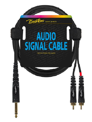 Boston audio signal cable, 2x RCA to 6.3mm jack stereo, 0.30 meter